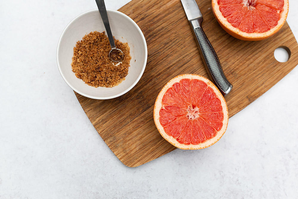 grapefruit on a cutting board