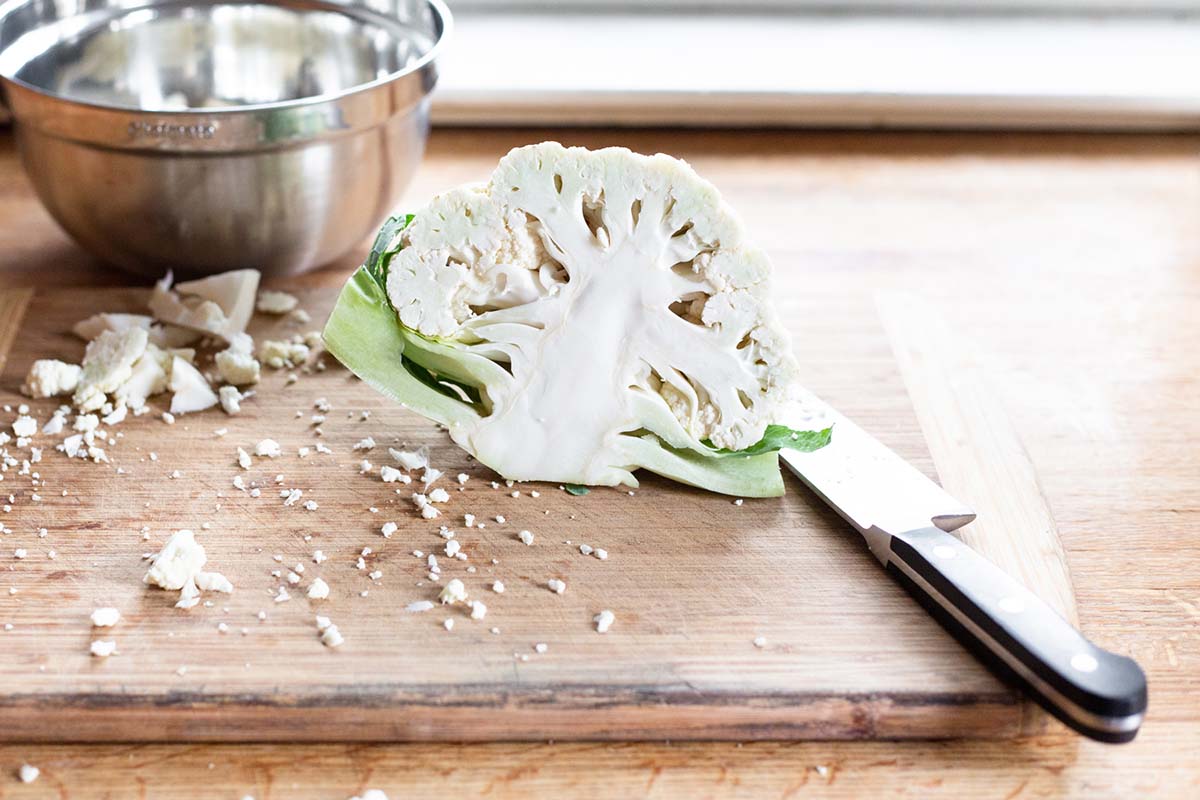 cauliflower sliced in half