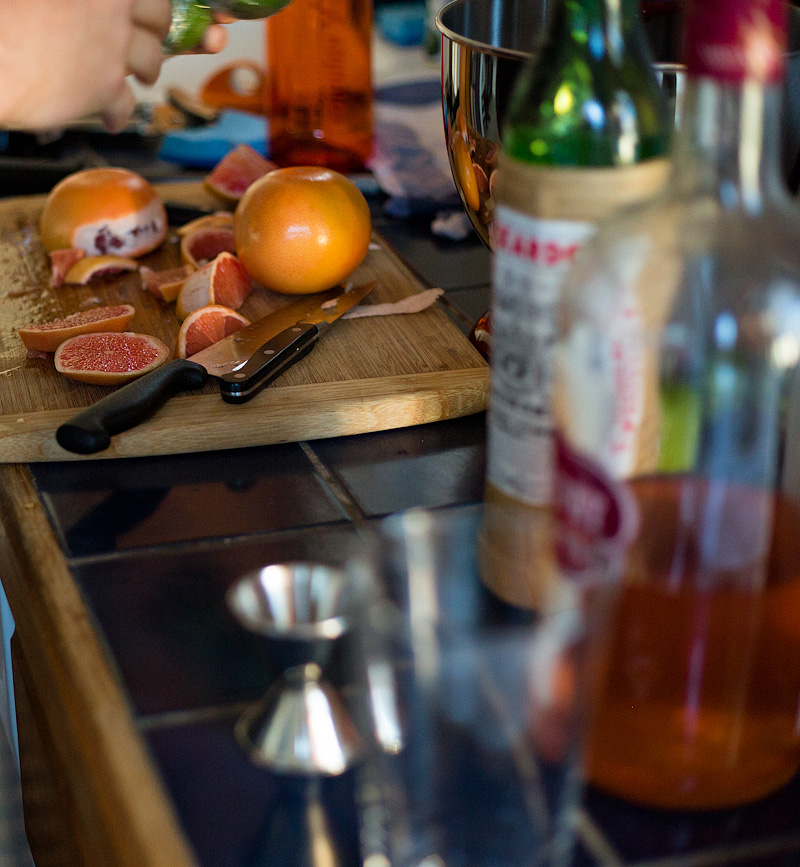 cocktail ingredients on the counter