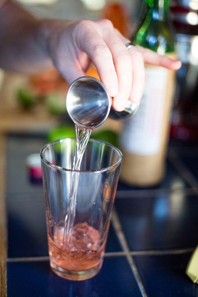 mixing a cocktail