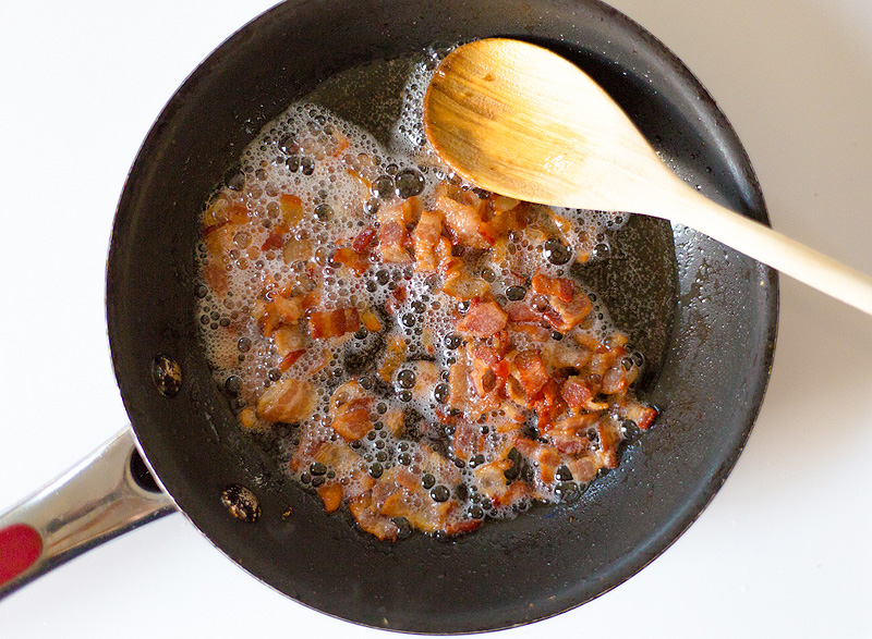 Bacon cooking in a skillet