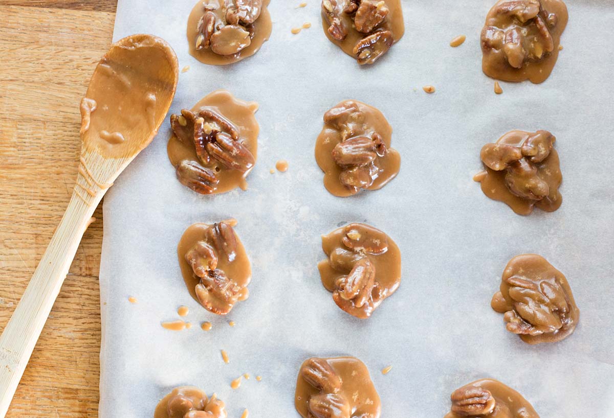 pecan pralines cooling