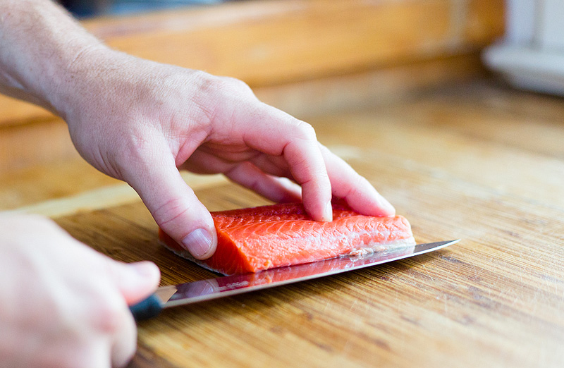 skinning salmon