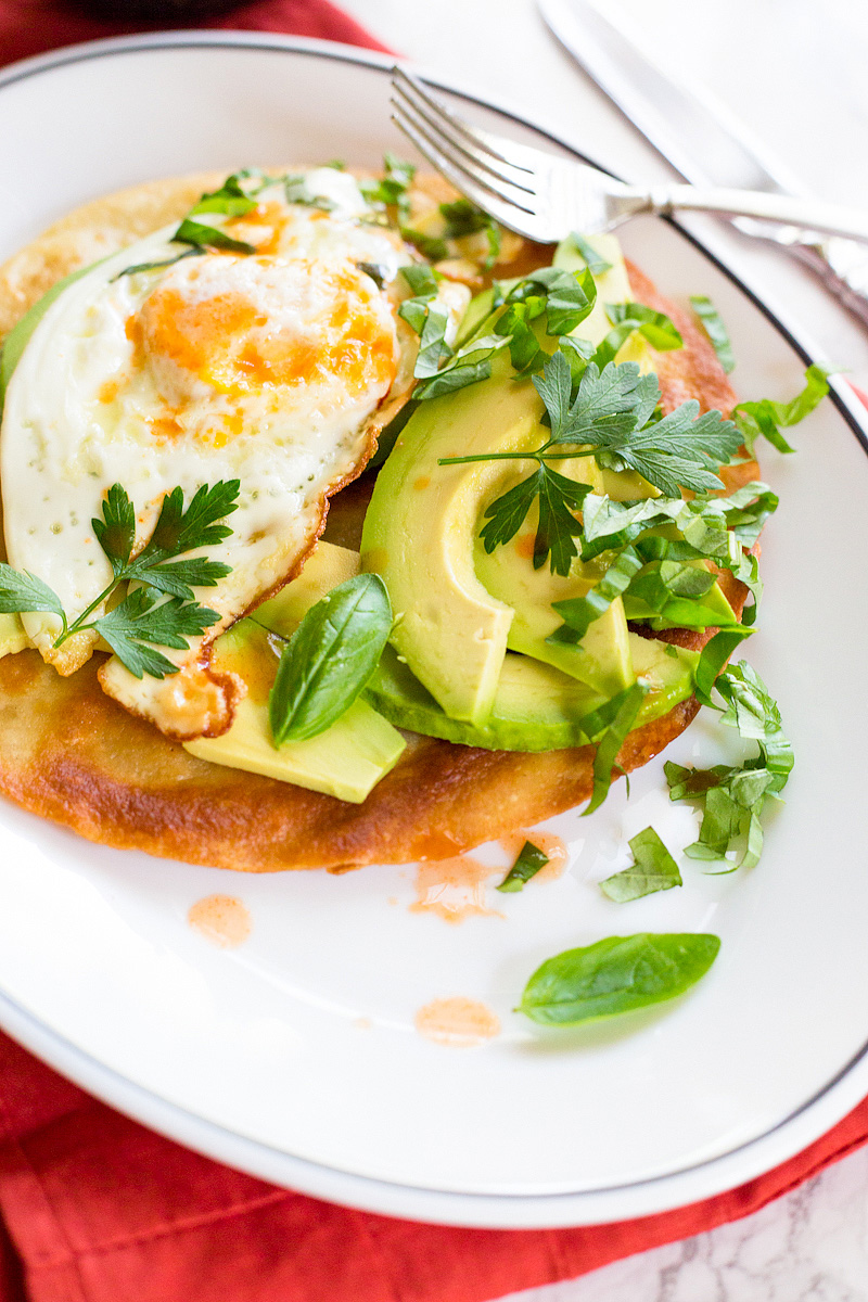 breakfast tostada with a fried egg