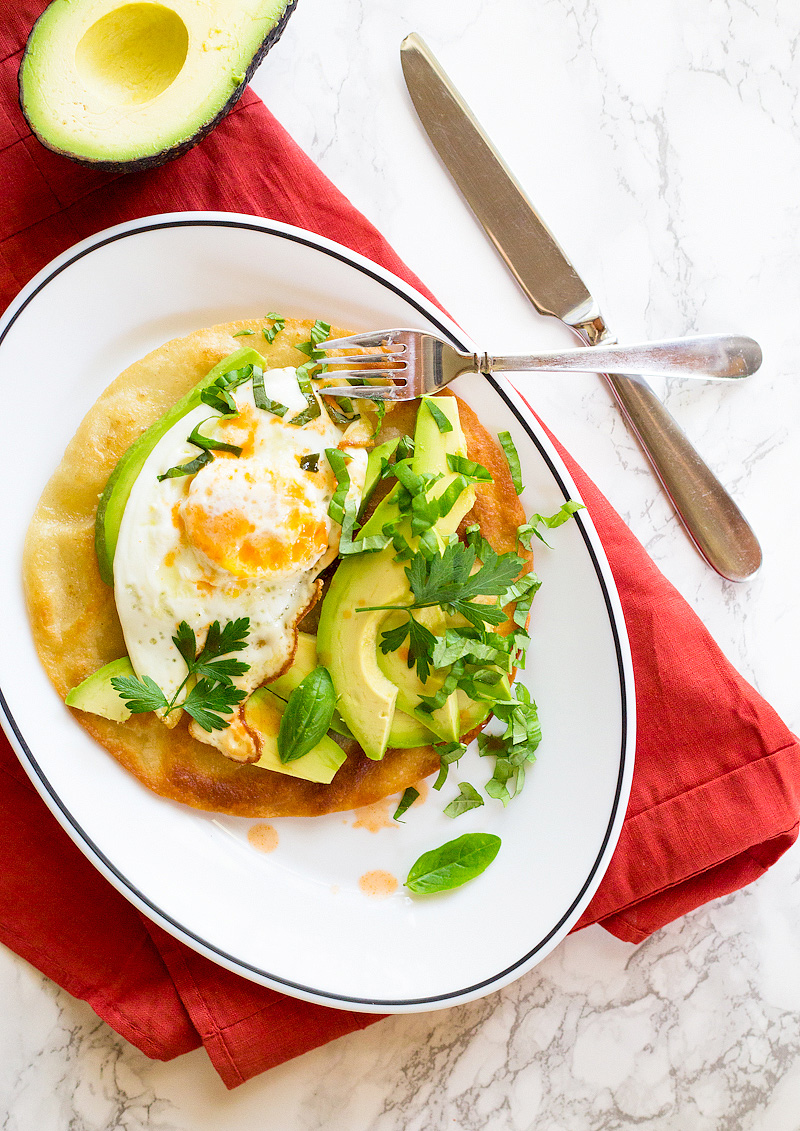 breakfast tostada with avocado