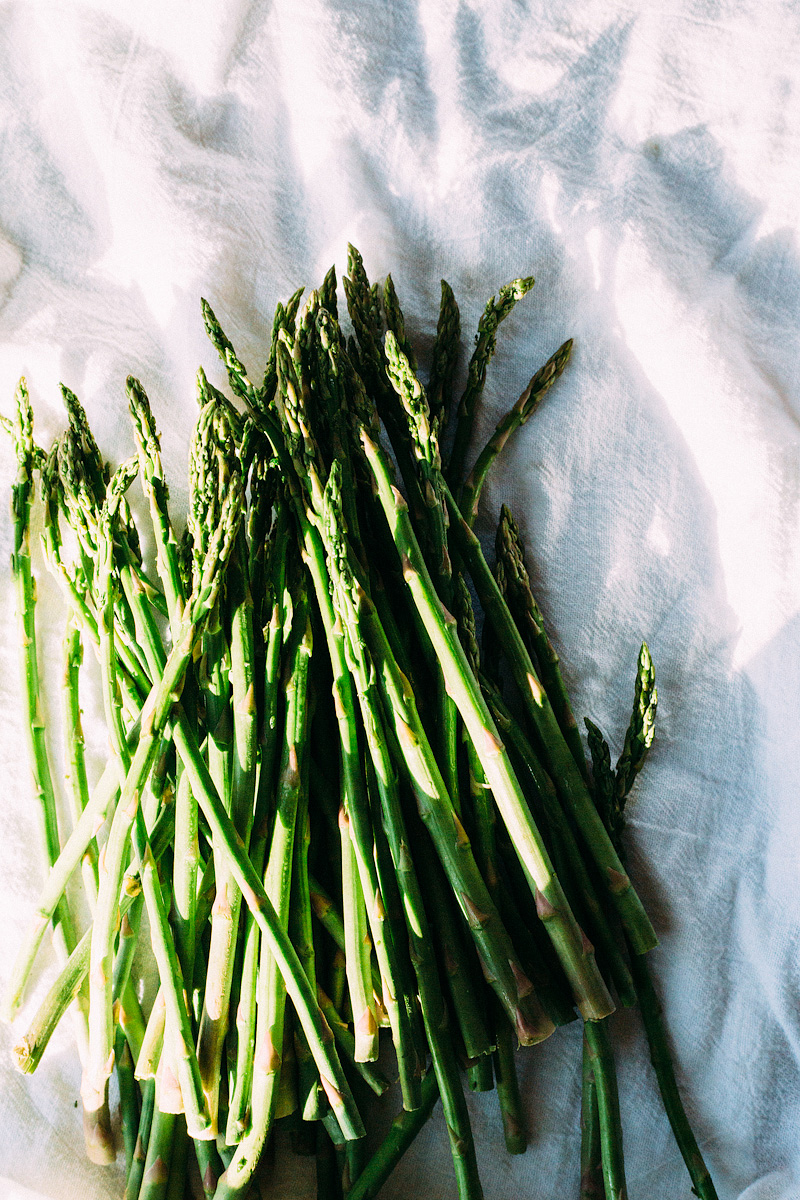 asparagus on a white towel