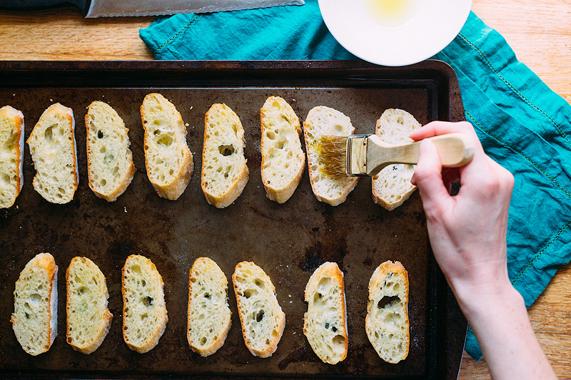 olive oil on crostini