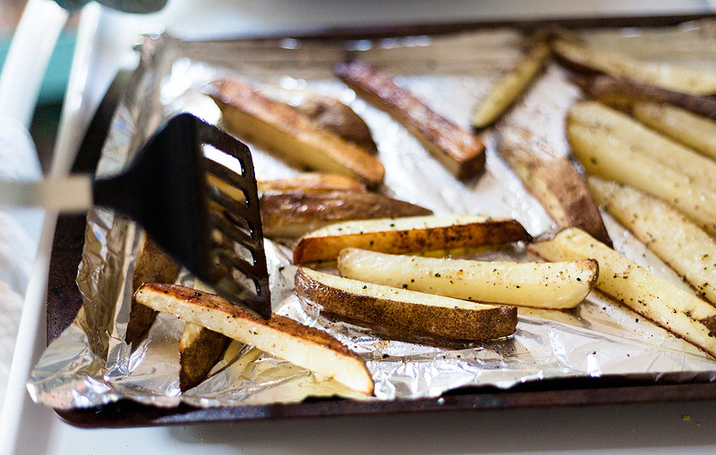 french fries on a baking sheet