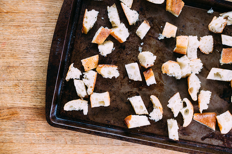 stale bread to bake on a cookie sheet