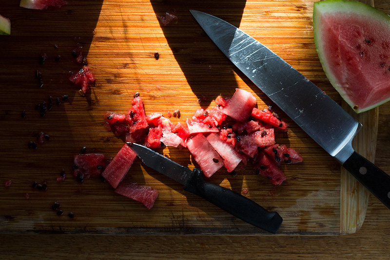 chopped watermelon