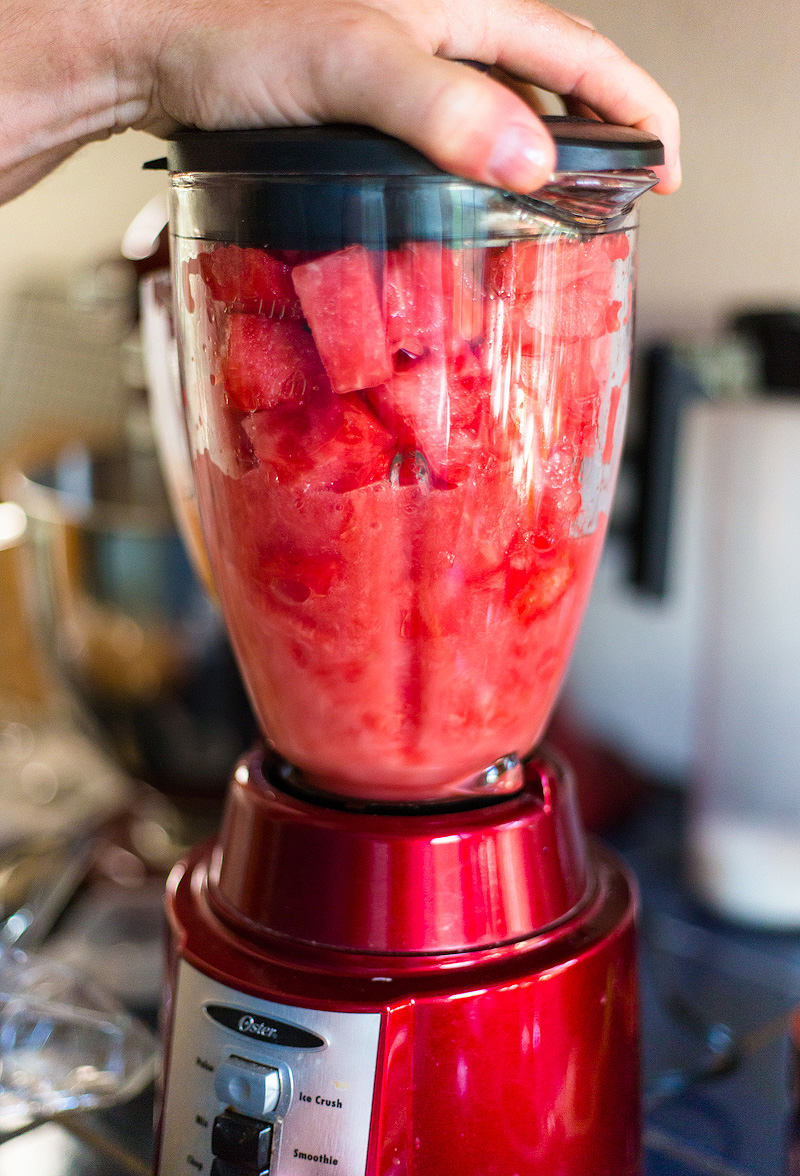 watermelon chunks in a blender