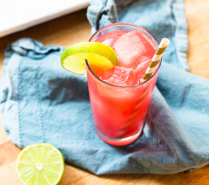 watermelon aqua fresca in a glass.