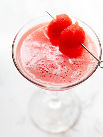 Watermelon martini with fresh watermelon balls