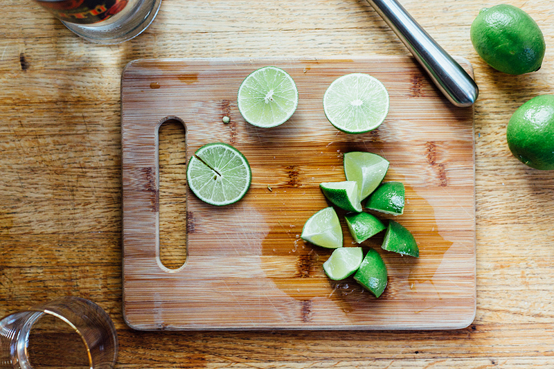 limes on a cutting board