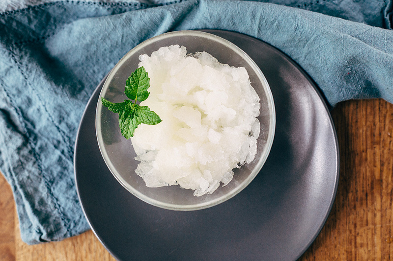 lemon granita in a bowl