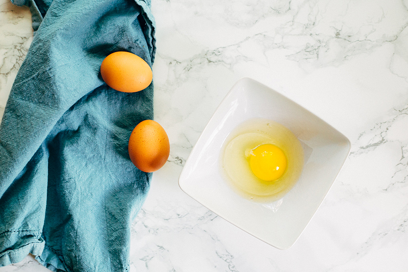 eggs on a blue napkin