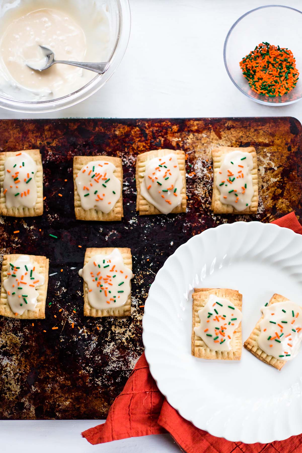 homemade pumpkin pie pop tarts with sprinkles on top