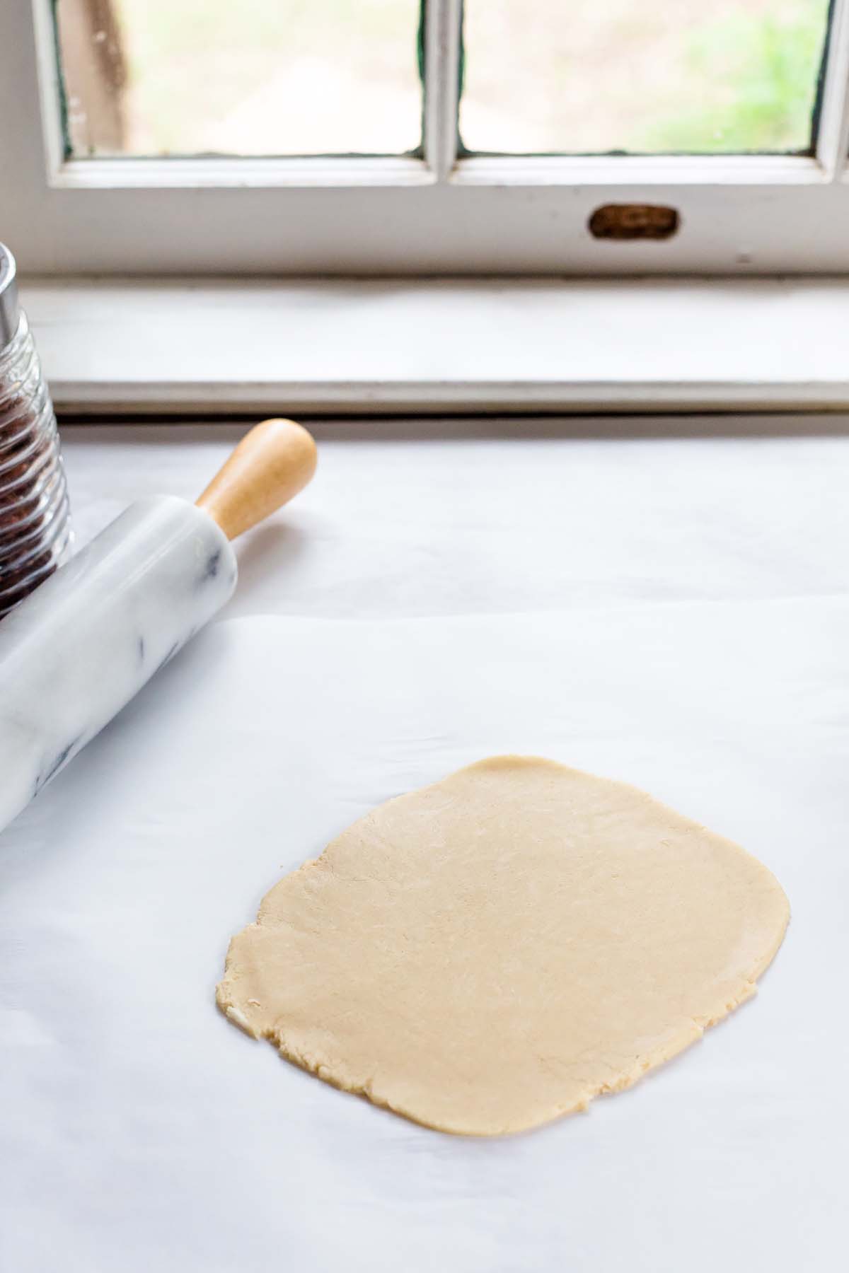 pie dough being rolled out