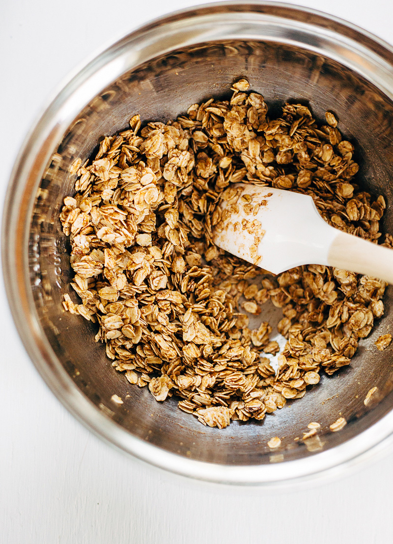 making cinnamon pecan granola