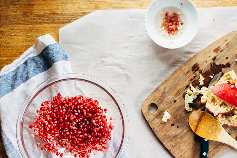 pomegranate seeds in a bowl