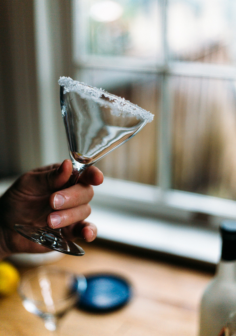 sugared martini glass