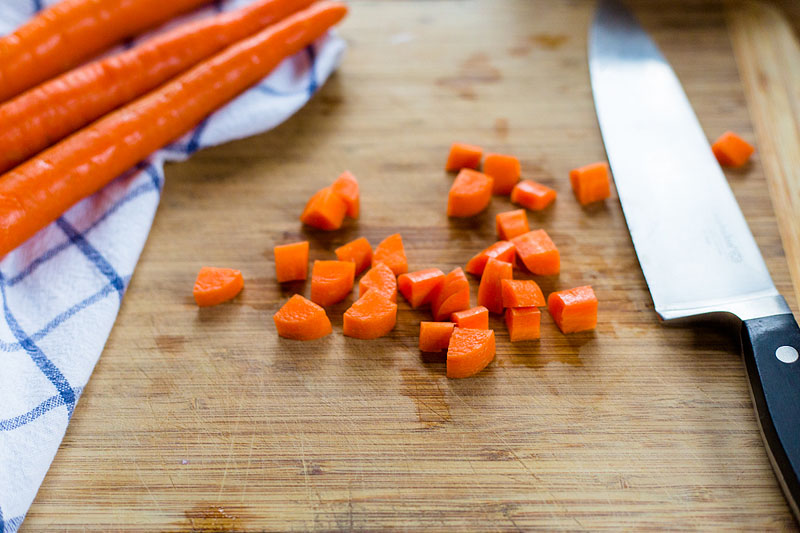 chopping carrots