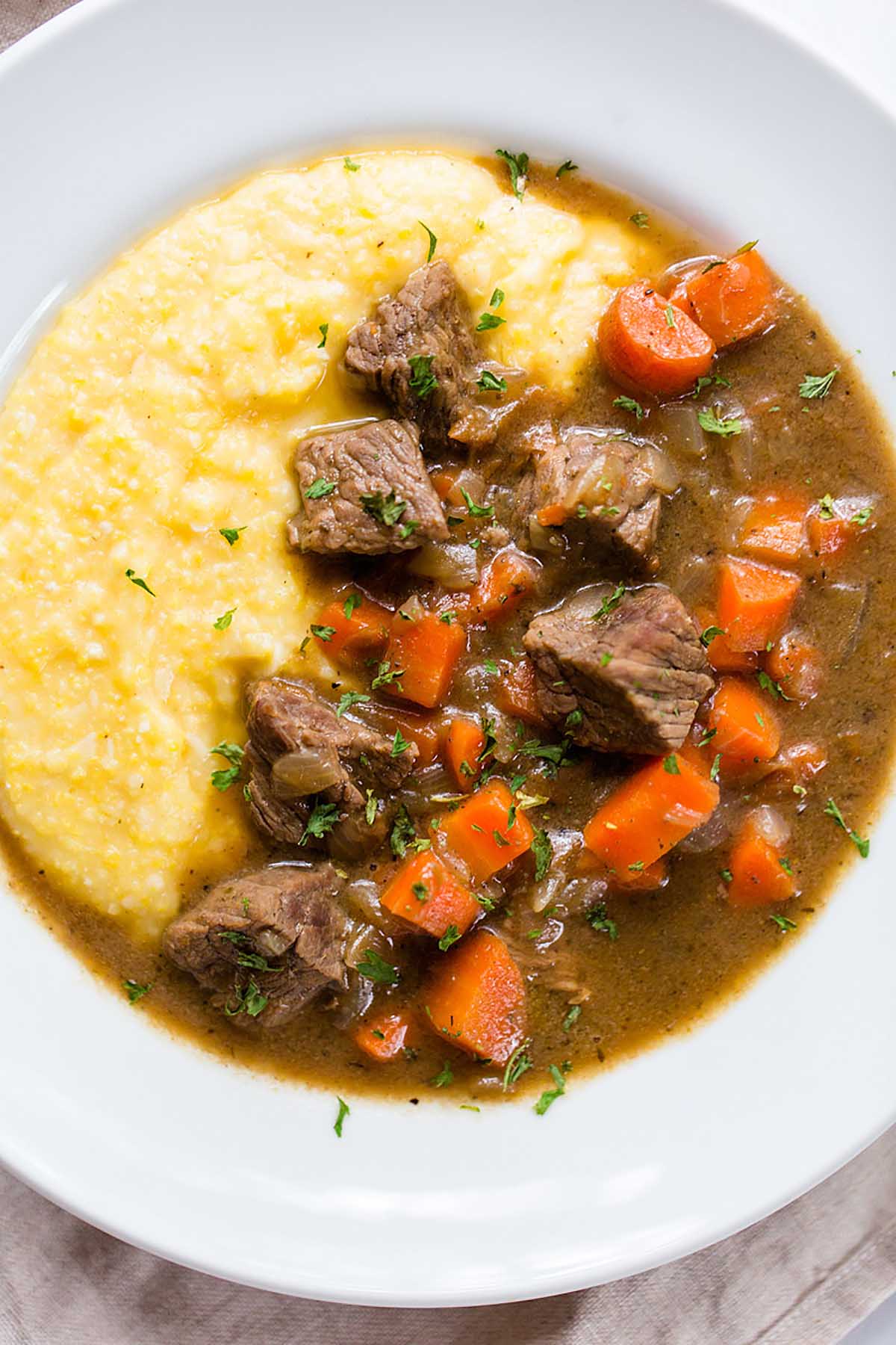 Beef Stew with Cheesy Parmesan Polenta Food Banjo