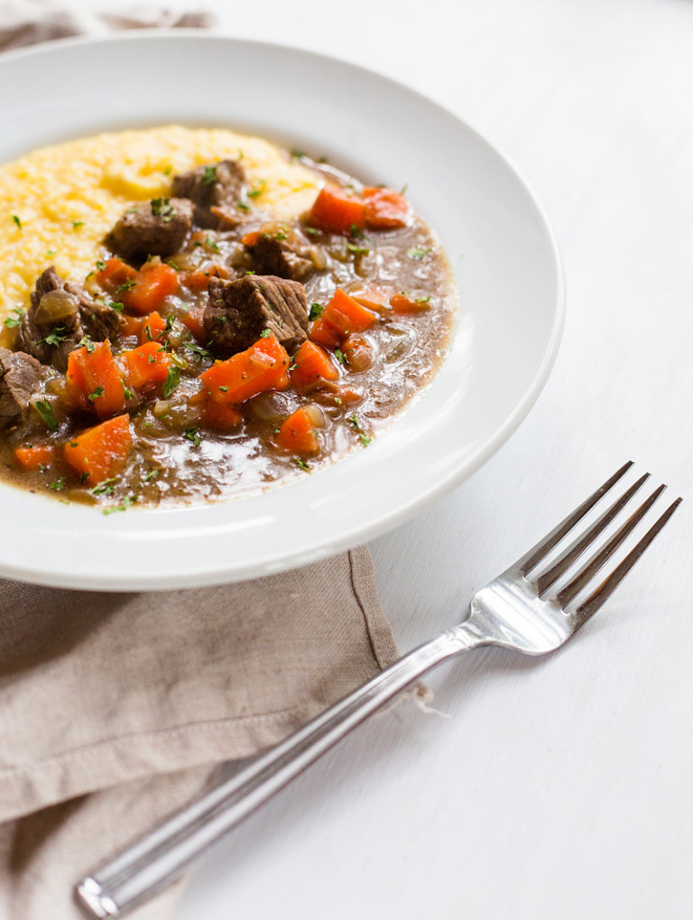 Beef Stew with Cheesy Parmesan Polenta Food Banjo