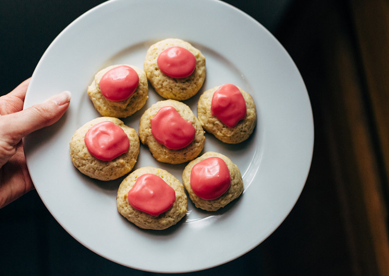 Lemon Buttermilk Cookies with a Raspberry Glaze Food Banjo
