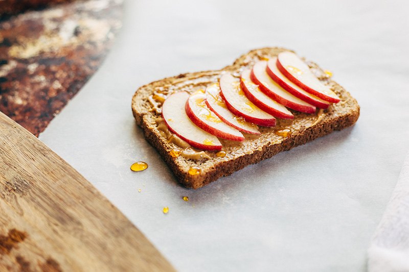 Peanut Butter Toast with Apples and Honey