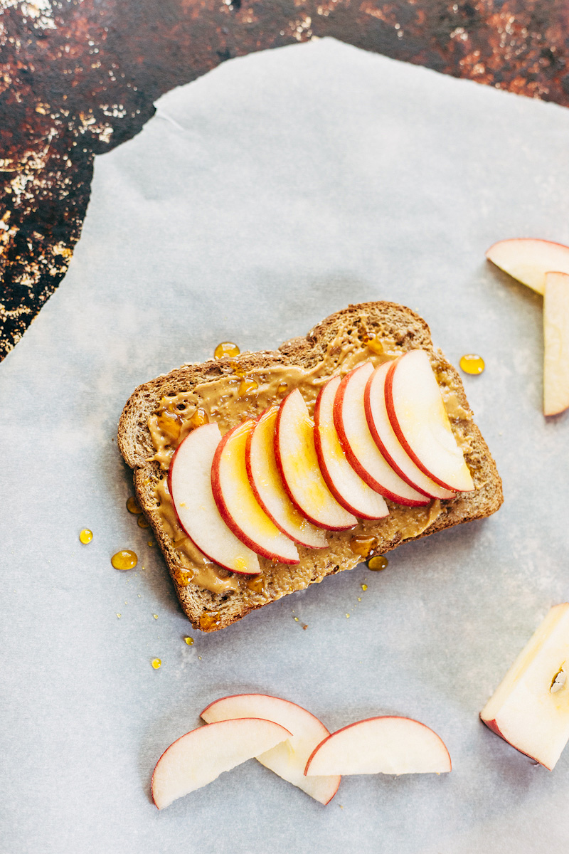 Peanut Butter Toast with Apples and Honey