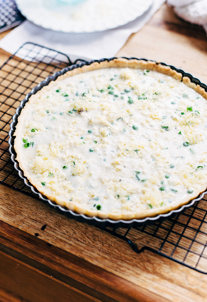 quiche about to go in the oven to bake