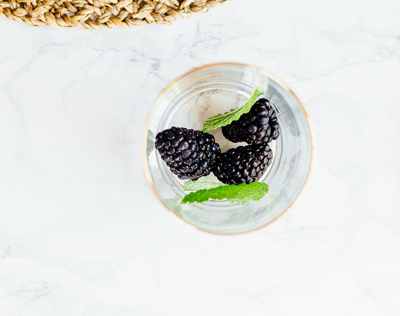 blackberry and mint in a glass