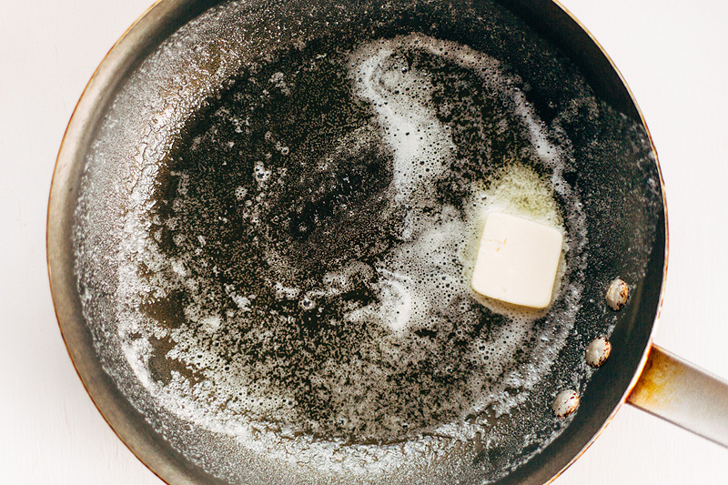 melting butter in a skillet