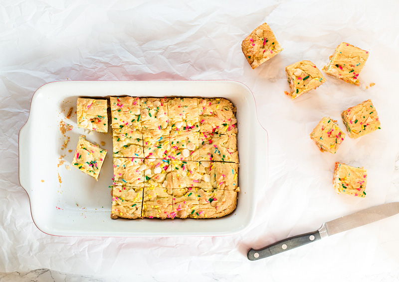 cookie cake bars baked and cut