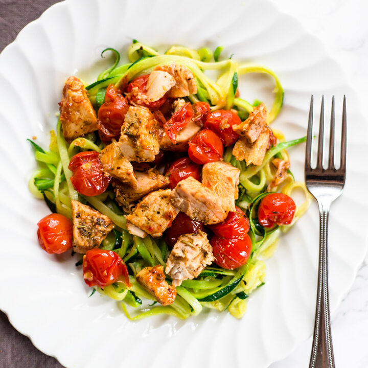 Whole30 Tomato Chicken Pasta with Zucchini Noodles Food Banjo
