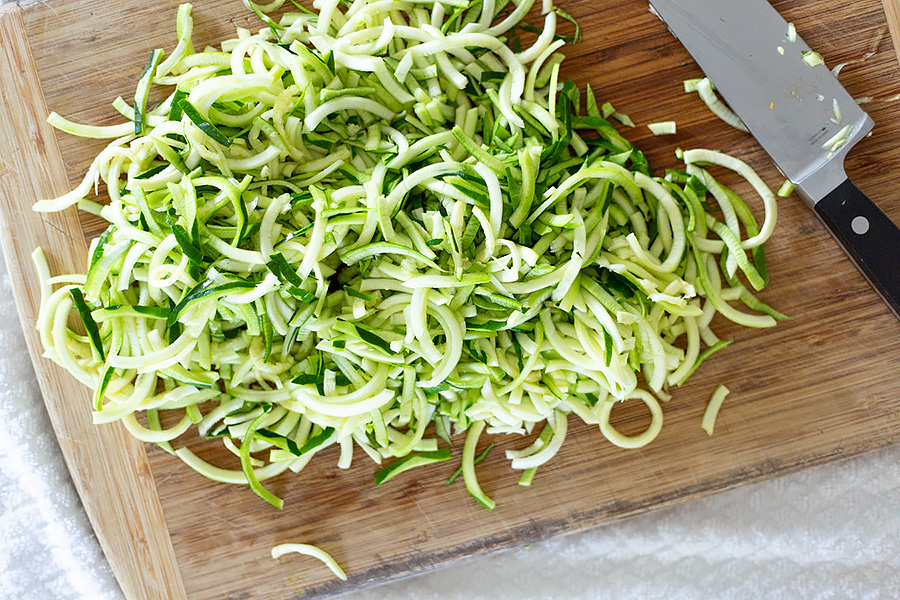 zucchini noodles chopped