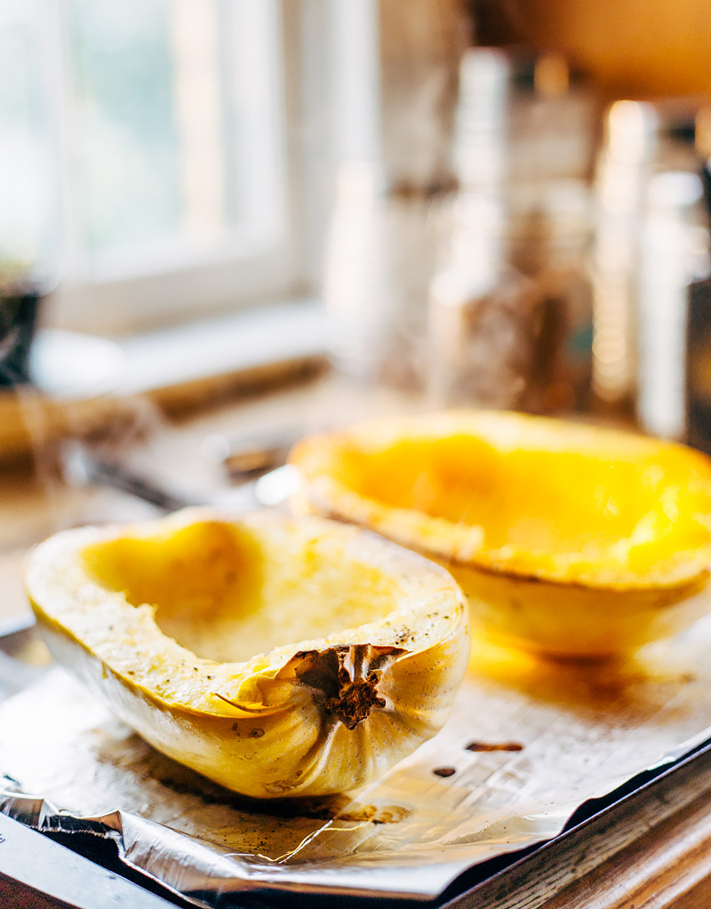 cooked and roasted spaghetti squash