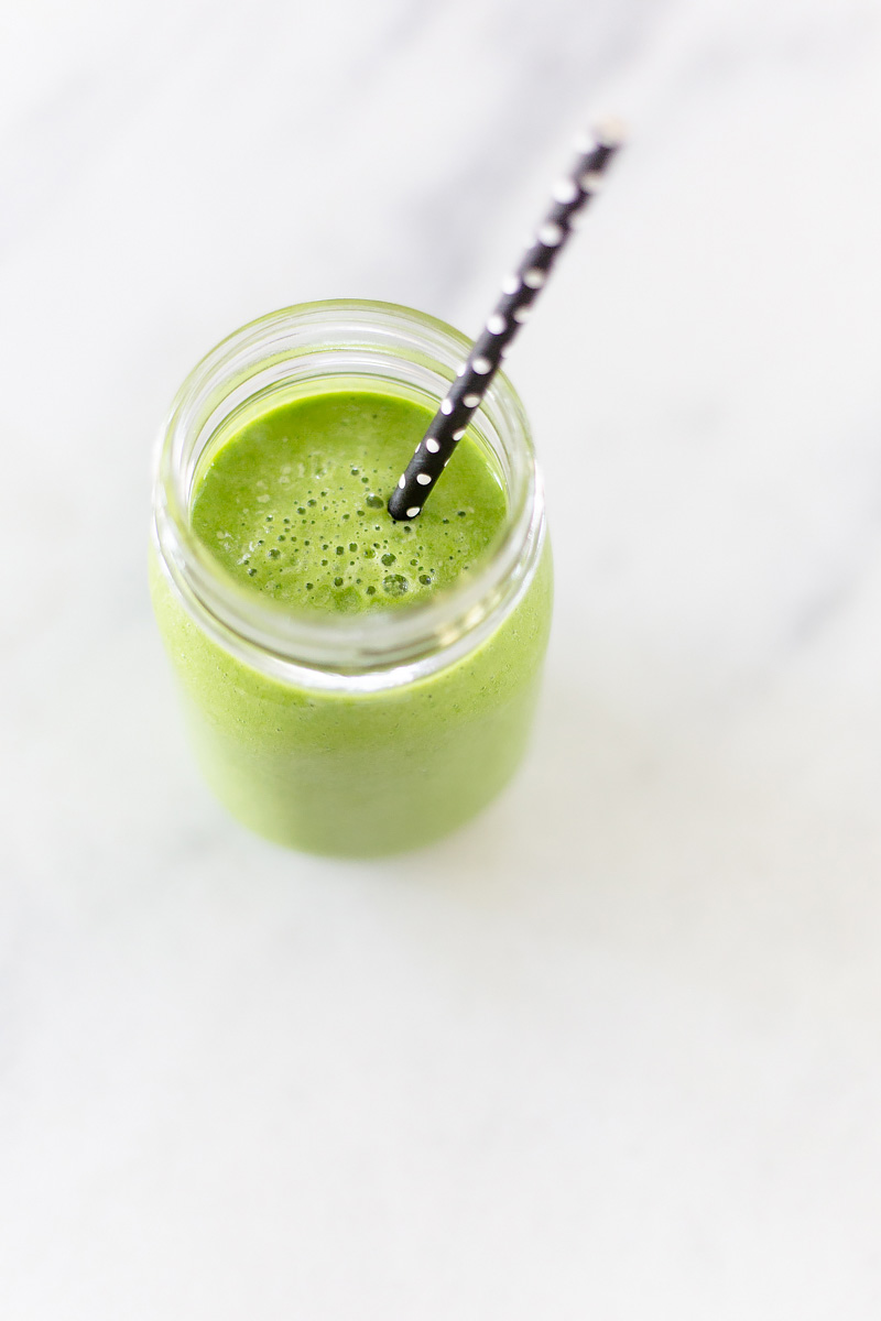 tropical green smoothie from above.