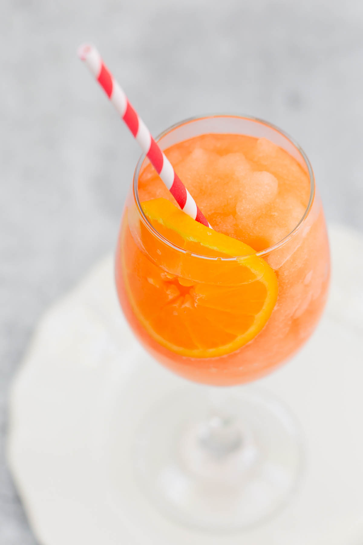 frozen aperol spritz with an orange slice