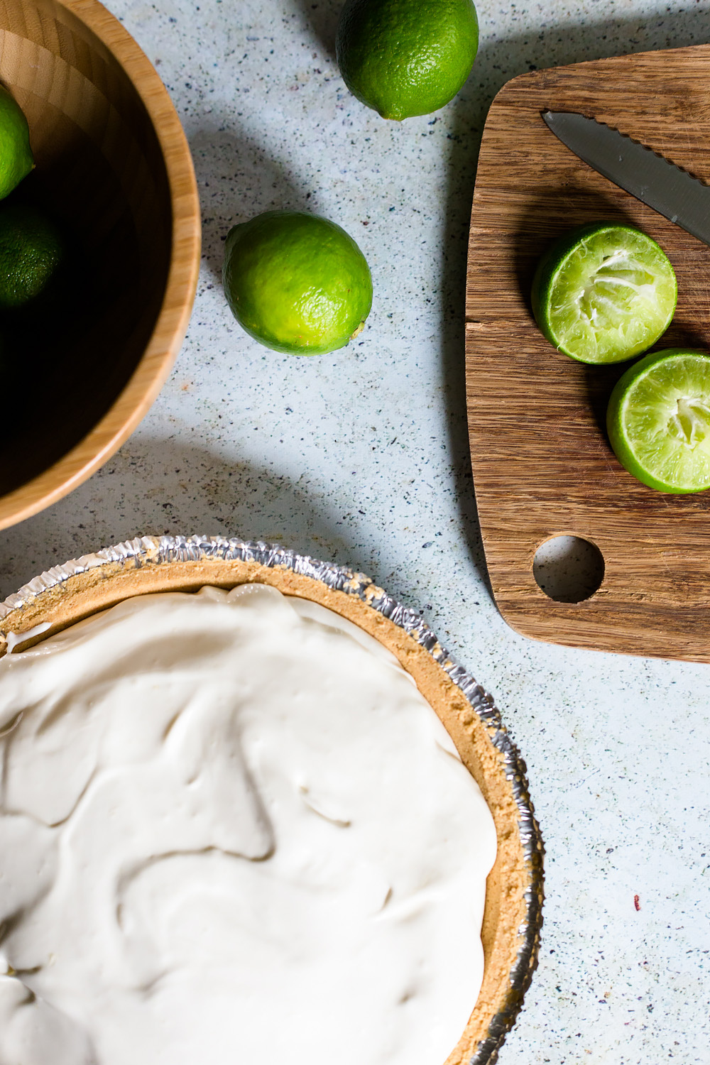 Limeade Pie about to go in the refrigerator