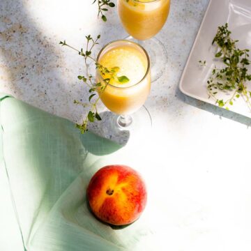 nonalcoholic peach bellinis from above