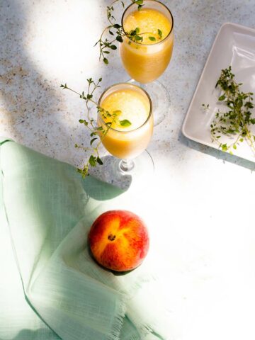 nonalcoholic peach bellinis from above