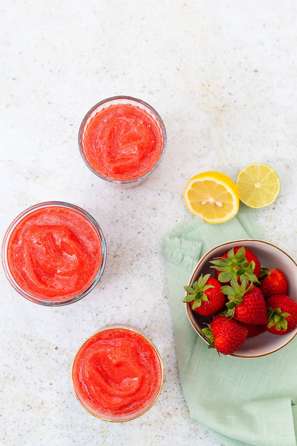 frozen strawberry drinks from above.