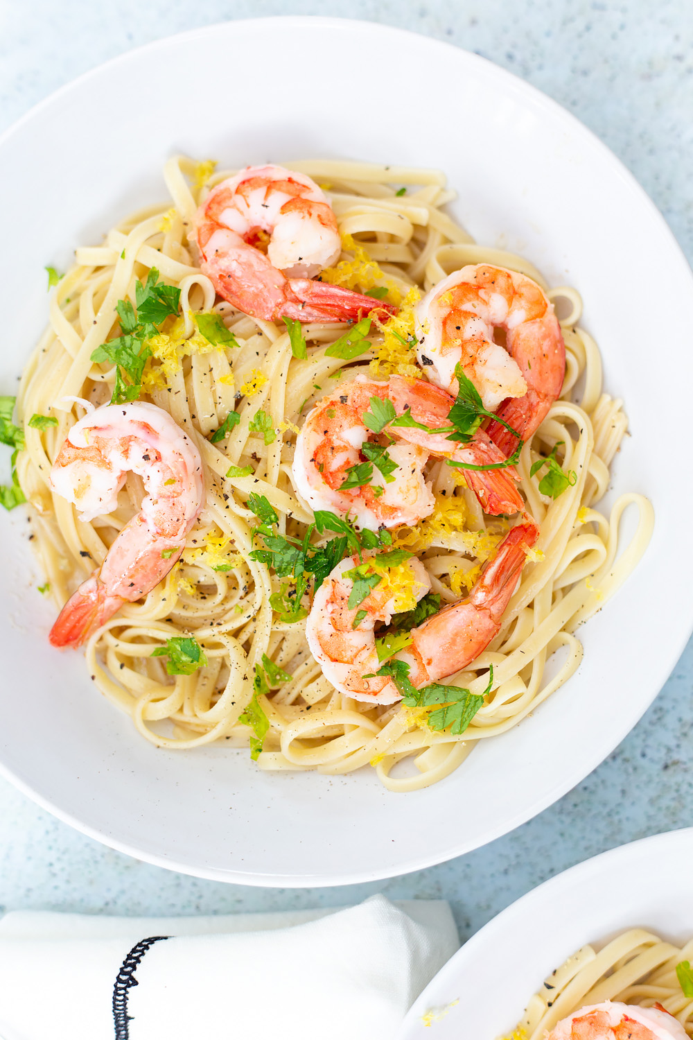 garlic butter shrimp scampi in a bowl