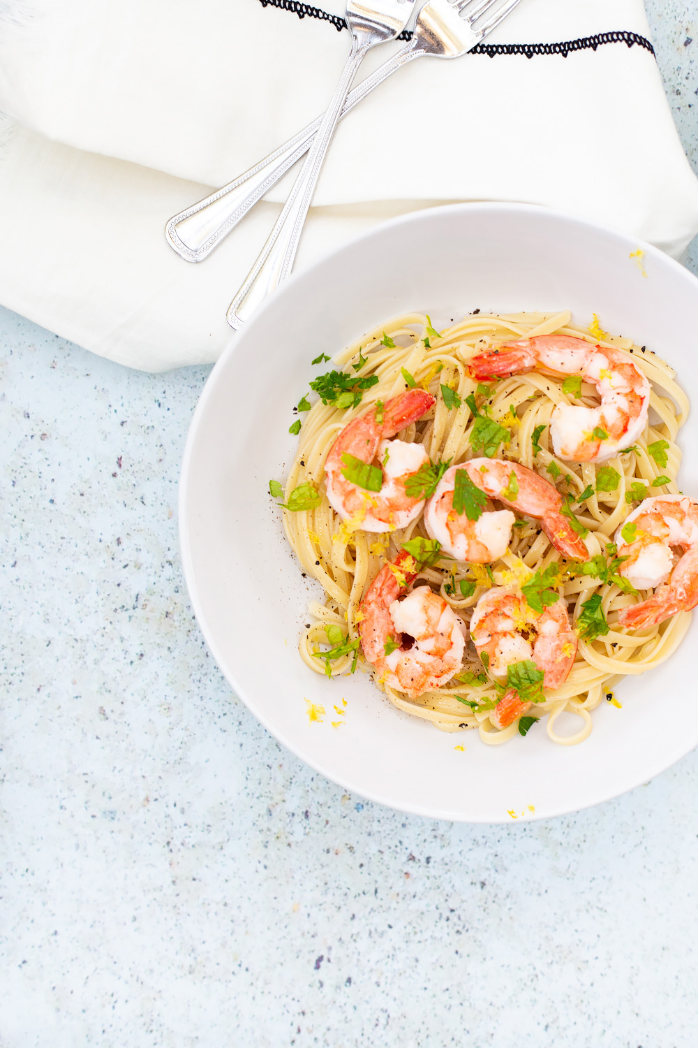 shrimp scampi with linguine