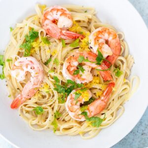 Shrimp scampi with lemon zest