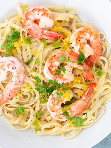 Shrimp scampi with lemon zest