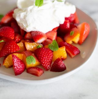 Peaches and Strawberries with Almond Whipped Cream