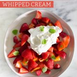 strawberries and peaches with almond whipped cream